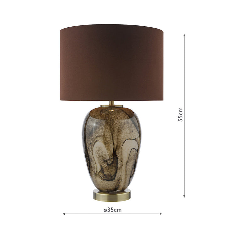 Egas Table Lamp Marble Effect Glass Brown - Stylish Lamp for Table Decor