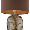 Egas Table Lamp Marble Effect Glass Brown close view picture of the brown linen shade