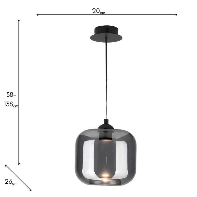Eileen Pendant/Wall LED Light Black/Smoked Glass - Lighting