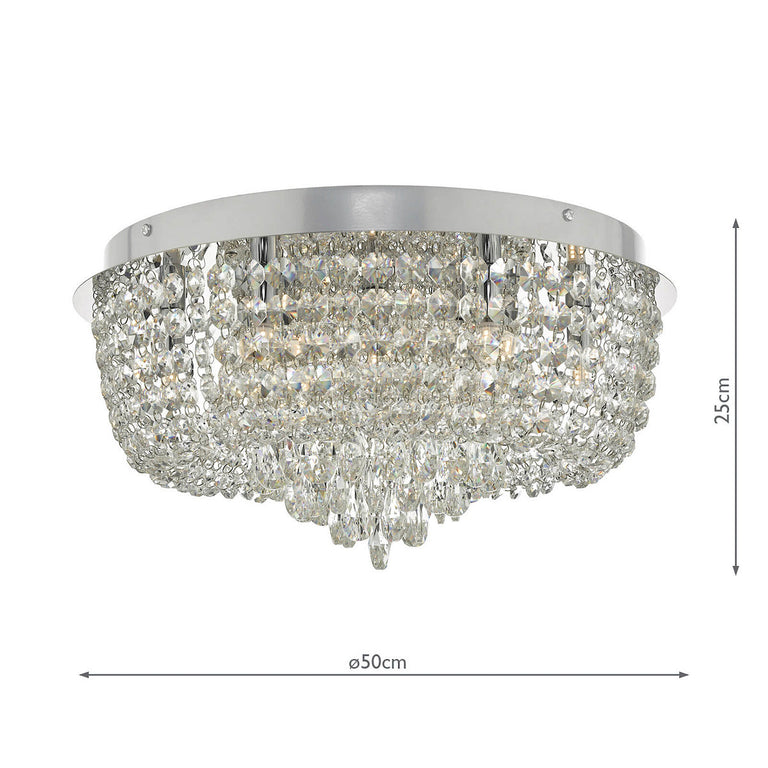 Eitan 9 Light Flush Crystal - Polished Chrome Home Decor Lighting