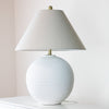 Golden Table Lamp with Soft Off-White Shade
