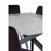 Modern Rectangle Kitchen Table Rebeca Grey with Black Base and Gold Veining
