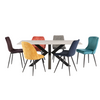 Durable rectangle kitchen table with sleek black base.