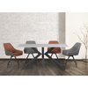 Contemporary rectangle dining room table for six people.