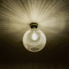 Emerson Semi Flush Antique Brass Round Ribbed Glass with a beautiful light reflection