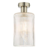 Emerson Semi Flush Antique Chrome Cylinder Ribbed Glass picture of the light design