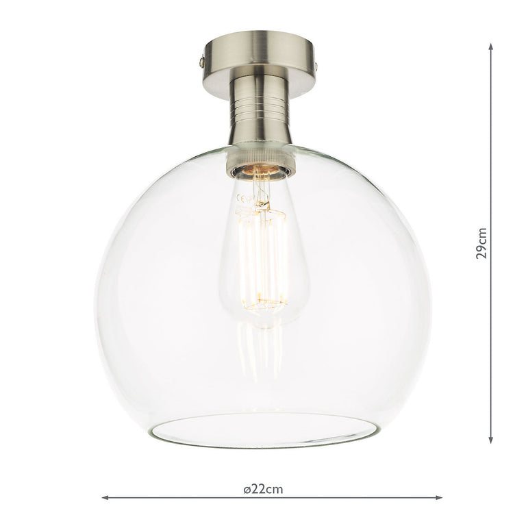 Emerson Semi Flush Antique Chrome Round Glass - Home Lighting