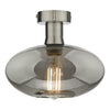 Emerson Semi Flush Antique Chrome Smoked Glass picture with switched on light