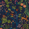 Joules Enchanted Woodland Wallpaper Navy close view picture of the pattern design