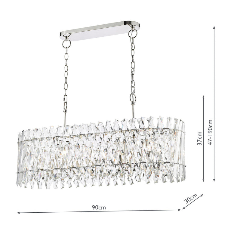 Entwine 10 Light Bar Pendant Polished Nickel and Crystal - Lighting Collection