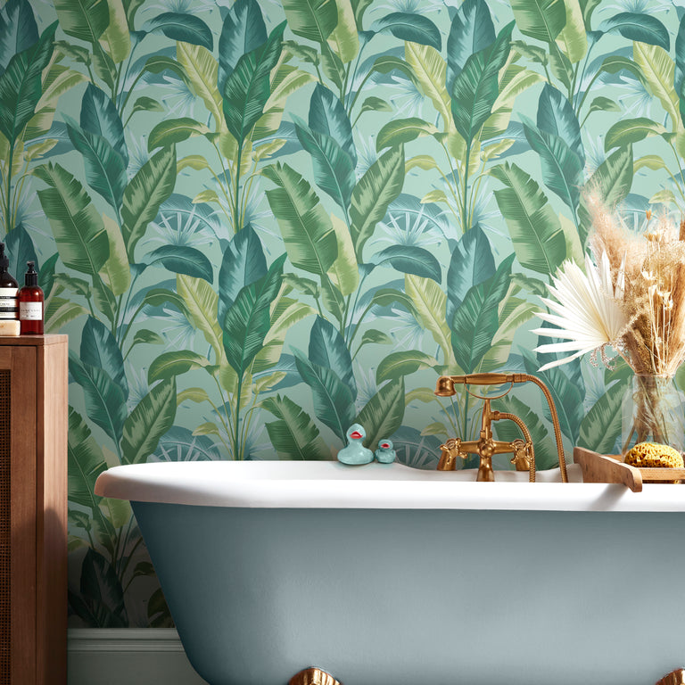 Envy Leaf it Out Wallpaper Twilight - Stylish Green Home Decor Wallpaper