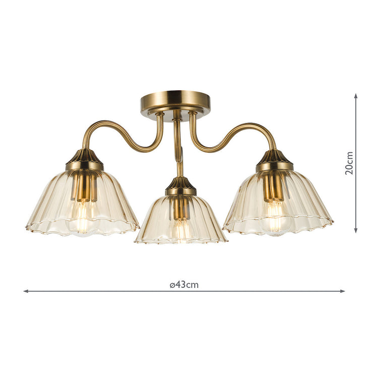 Erika 3 Light Semi-Flush Ceiling Fixture Antique Bronze – Elegant Lighting Collection Lighting for Modern & Classic Interiors