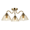Erika 3 Light Semi-Flush Antique Bronze with switched on light