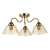 Erika 3 Light Semi-Flush Antique Bronze with an amber glass shades