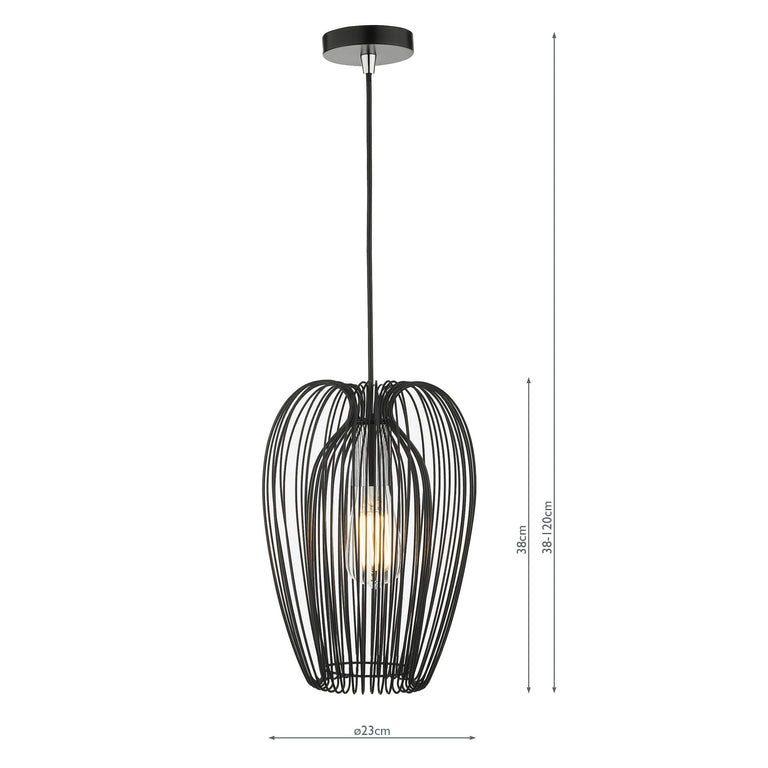 Ero 1 Light Single Pendant Black And Chrome - Ceiling Hanging Light