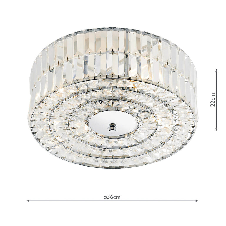 Errol 4 Light Flush Crystal and Polished Chrome - Crystal Ceiling Fitting