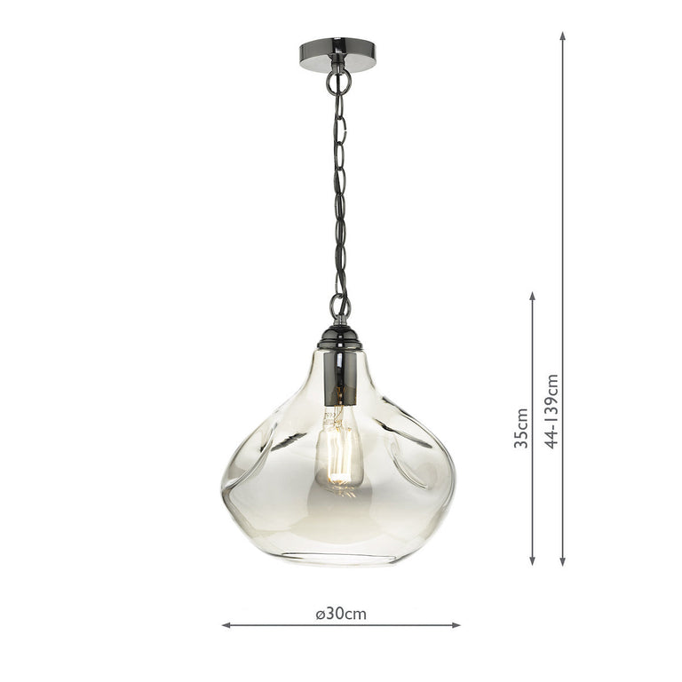Esarosa 1 Light Pendant Black Chrome/Smoked Glass - Hanging Light