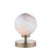 Esben Touch Table Lamp Antique Brass With Planet Style Glass picture with switched on light