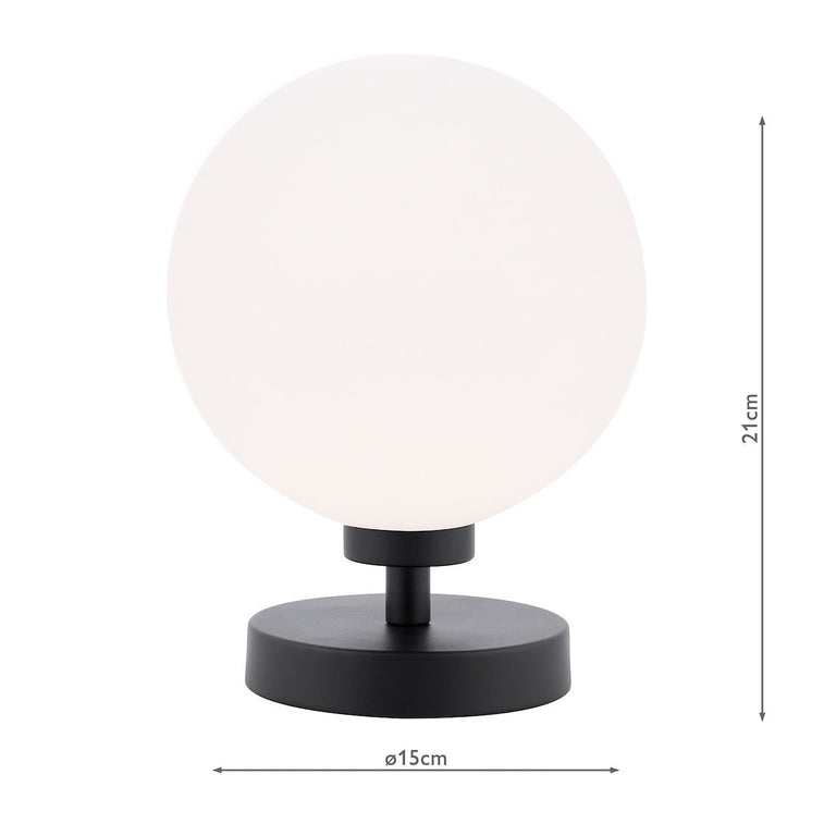 Esben Touch Table Lamp Black With Opal Glass - Modern Lighting