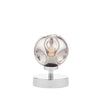 Esben Touch Table Lamp Polished Chrome With Closed Organic Smoked Glass picture with turned on light