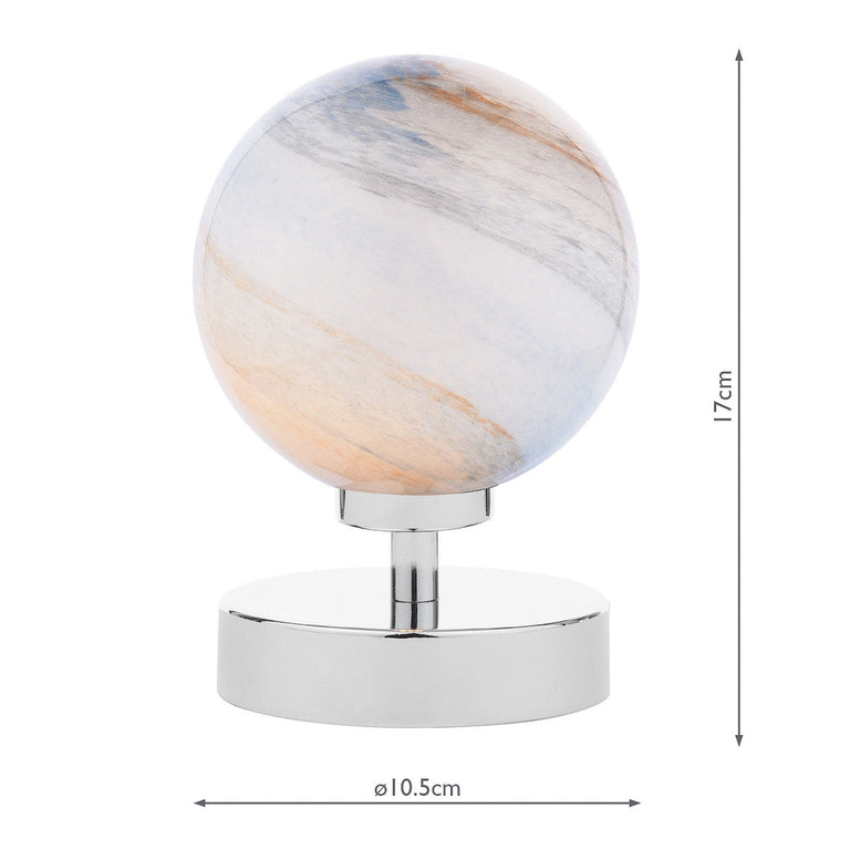 Esben Touch Table Lamp Polished Chrome With Planet Style Glass - Lighting