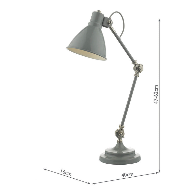 Eunice Task Table Lamp Grey & Satin Nickel - Modern Desk Lamp Lighting
