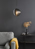 Evander Single Pendant Matt Black - Ribbed Glass Ceiling Light