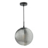 Evander Single Pendant Matt Black - Ribbed Glass Ceiling Light