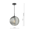 Evander Single Pendant Matt Black - Ribbed Glass Ceiling Light