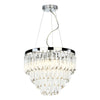 Fame 5 Light Pendant Glass and Polished Nickel picture with switched on light