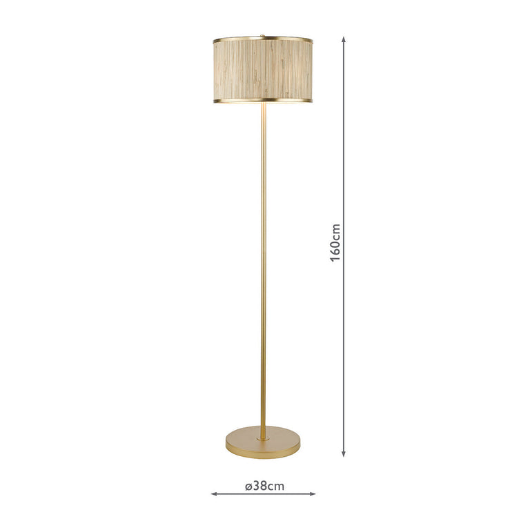 Fenella 3 Light Floor Lamp Gold Leaf - Seagrass Shade Lighting Collection