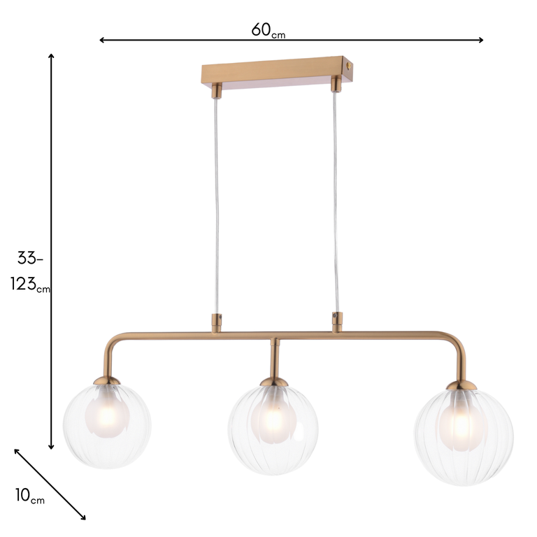 Feya 3 Light Bar Pendant Antique Bronze With Clear/Opal Glass - Lighting