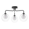 Feya 3 Light Semi Flush Black/Clear Opal Glass perfect for low ceiling
