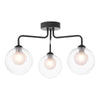 Feya 3 Light Semi Flush Black/Clear Opal Glass picture with switched on light