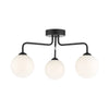 Feya 3 Light Semi Flush Matt Black With Opal Glass perfect for low ceiling