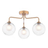 Feya 3 Light Semi-Flush Antique Bronze With Clear/Opal Glass picture with switched on light