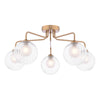 Feya 5 Light Semi Flush Antique Bronze With Clear/Opal Glass picture with switched on light