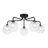 Feya 5 Light Semi Flush Black With Clear/Opal Glass perfect for low ceiling