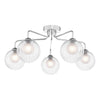 Feya 5 Light Semi Flush Polished Chrome With Clear/Opal Glass picture with switched on light