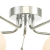 Feya 5 Light Semi Flush Polished Chrome/Opal Glass close view picture of the chrome fitting