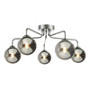 Feya 5 Light Semi Flush Polished Chrome/Smoked Glass picture with switched on light