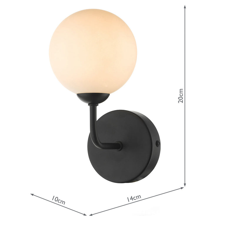 Feya Wall Light Black/Opal Glass - Feya Lighting Collection