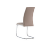 Contemporary kitchen chairs with a curved back and soft seating.
