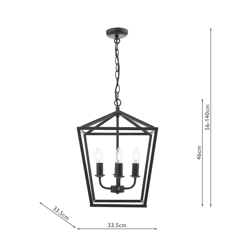 Fionn 4 Light Pendant Matt Black - Pendant Light Ceiling Fitting