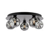 Foley 5 Light Flush Matt Black With Closed Organic Smoked Glass picture with turned on light