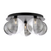 Foley 5 Light Flush Matt Black With Smoked/Clear Ribbed Glass with a durable metal base