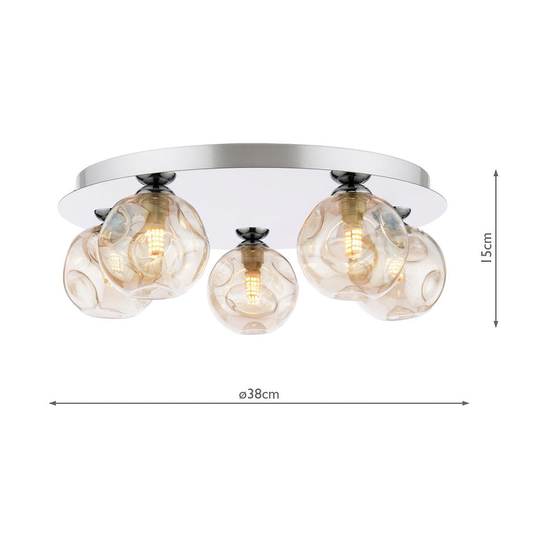 Foley 5 Light Flush Polished Chrome - Ceiling Lighting