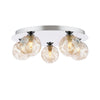 Foley 5 Light Flush Polished Chrome With Closed Organic Amber Glass picture with turned on light