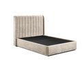 Frida Beige King Size Bed with Wingback Headboard and Storage

