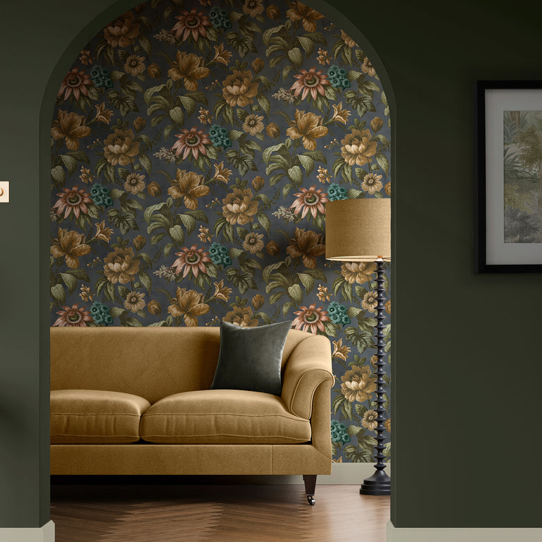 Superfresco Easy Gardenia Wallpaper - Blue Floral Wall Covering